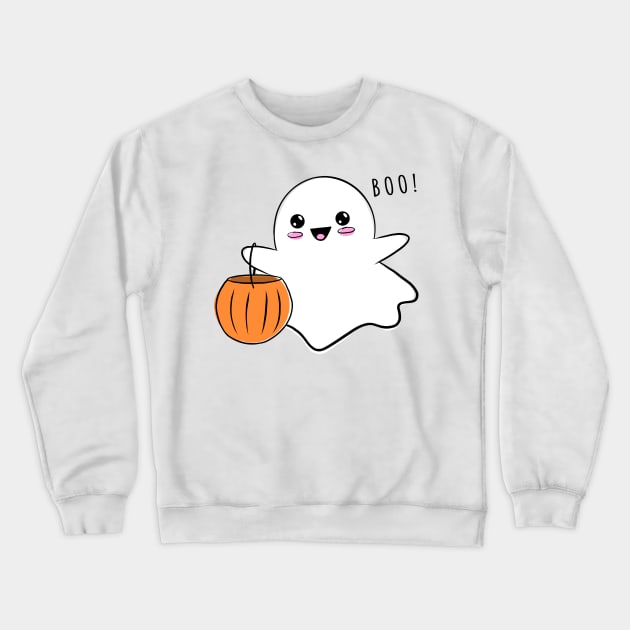 Cute Ghost Trick Or Treating Crewneck Sweatshirt by superdupertees